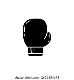 Solid fill silhouette illustration of a boxing glove icon for sports and fitness.