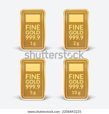 Solid Fine Gold Bars with Various Grams of Weight Foto stock © 
