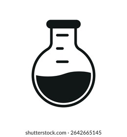 Solid flask glyph icon for education and lab content.
