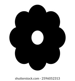Solid flower icon with a bold and elegant design, symbolizing beauty, nature, and growth. Ideal for floral, botanical, and decorative themes.