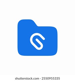 solid folder attachment icon sign vector