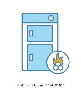 Solid fuel boiler color icon. House central heater. Firewood boiler. Heating system. Isolated vector illustration
