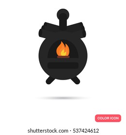 Solid fuel boiler color icon. Flat design for web and mobile