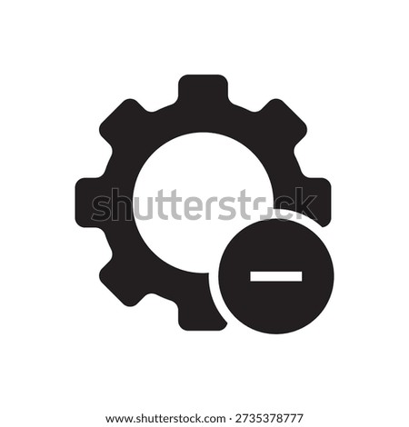Solid gear icon with a minus symbol representing system settings, technical SEO optimization, and removal.