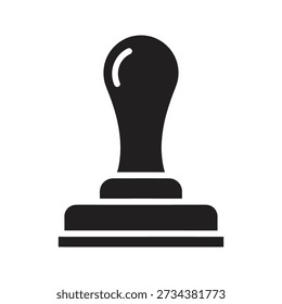 Solid glyph icon depicting rubber stamp handle representing official approval certification visa authorization legal document and bureaucracy concepts