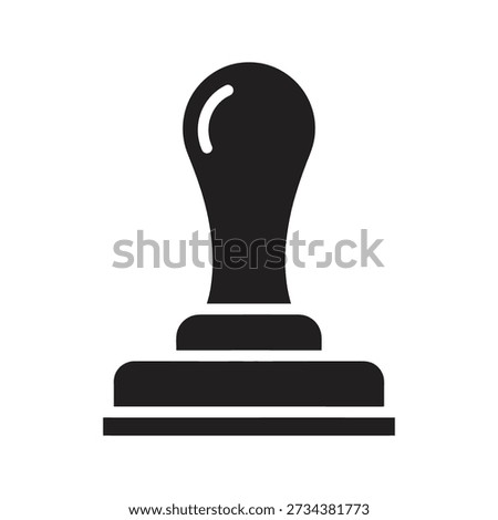 Solid glyph icon depicting rubber stamp handle representing official approval certification visa authorization legal document and bureaucracy concepts