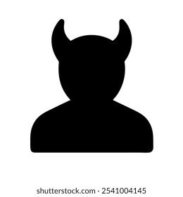 Solid glyph icon of a devil, perfect for Halloween themes and horror designs.