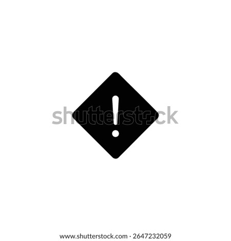 A solid glyph icon with an exclamation mark in negative space inside a diamond. Symbol for high priority or critical alert.
