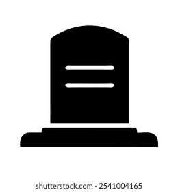 Solid glyph icon of a tombstone for Halloween themes.