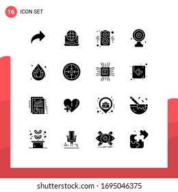 Solid Glyph Pack of 16 Universal Symbols of target board; media target; network; focus board; speaker Editable Vector Design Elements