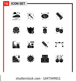 Solid Glyph Pack of 16 Universal Symbols of earth; plumbing; chart; plumber; marketing Editable Vector Design Elements
