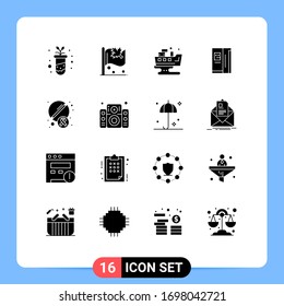 Solid Glyph Pack of 16 Universal Symbols of tablet; freezer; leaked; cooling; fridge Editable Vector Design Elements