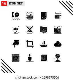 Solid Glyph Pack of 16 Universal Symbols of flower; flora; console; knife; kitchen Editable Vector Design Elements