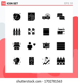 Solid Glyph Pack of 16 Universal Symbols of reply; conversation; seo; communication; service Editable Vector Design Elements