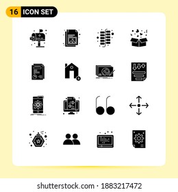 Solid Glyph Pack of 16 Universal Symbols of report; page; china; love; delivery Editable Vector Design Elements