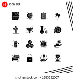 Solid Glyph Pack of 16 Universal Symbols of easter; christian; marker; celebration; balloons Editable Vector Design Elements