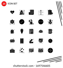 Solid Glyph Pack of 25 Universal Symbols of checklist; halloween; saving; fish; remedy Editable Vector Design Elements