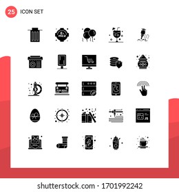 Solid Glyph Pack of 25 Universal Symbols of building; glass; dad; drink; beverage Editable Vector Design Elements
