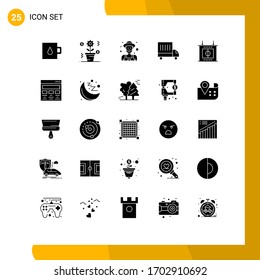 Solid Glyph Pack of 25 Universal Symbols of design; game; gardener; football; truck Editable Vector Design Elements
