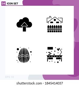 Solid Glyph Pack of 4 Universal Symbols of arrow; easter; cloud; construction; holiday Editable Vector Design Elements
