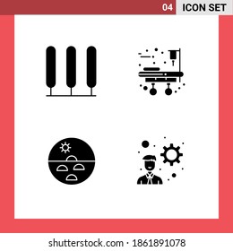 Solid Glyph Pack of 4 Universal Symbols of cypress; skin care; medical equipment; dermatology; developer Editable Vector Design Elements