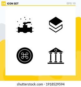 Solid Glyph Pack of 4 Universal Symbols of mechanical; fruit; system; crypto; banking Editable Vector Design Elements