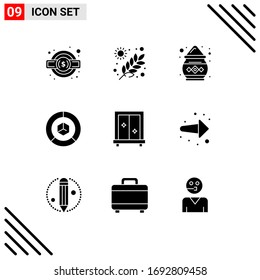 Solid Glyph Pack of 9 Universal Symbols of window; logistic; color; graph; analysis Editable Vector Design Elements