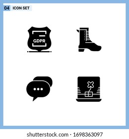 Solid Glyph Pack of Universal Symbols of data privacy; chat; privacy; running; messages Editable Vector Design Elements
