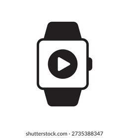Glifo sólido de reloj inteligente con Botón de reproducción multimedia