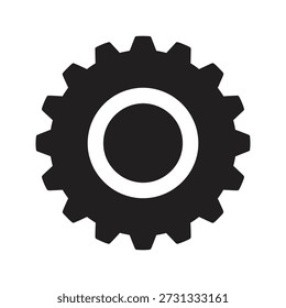 Icono de Vector de glifo sólido con engranaje de rueda dentada parte mecánica componente de maquinaria motor de transmisión configuración de ingeniería industrial