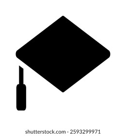 Solid graduation cap icon with a classic and academic design. Ideal for education, achievement, success, and university themes