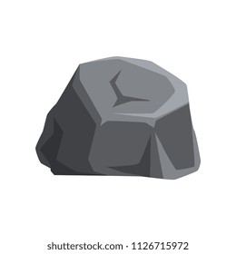 Solid gray stone with lights and shadows. Large mountain rock. Geology theme. Natural vector element for map or mobile video game