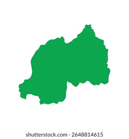 Solid green map outline showing the geographic shape of Rwanda, without labels or internal borders.