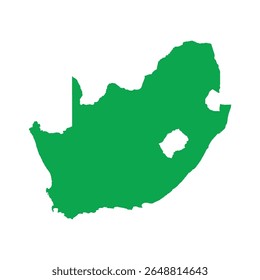 Solid green map outline showing the geographic shape of South Africa, without labels or internal borders.