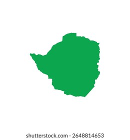 Solid green map outline showing the geographic shape of Zimbabwe, without labels or internal borders.