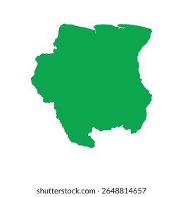 Solid green map outline showing the geographic shape of Suriname, without labels or internal borders.