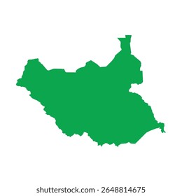 Solid green map outline showing the geographic shape of South Sudan, without labels or internal borders.