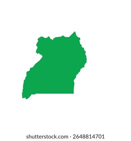 Solid green map outline showing the geographic shape of Uganda, without labels or internal borders.