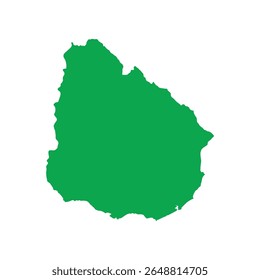 Solid green map outline showing the geographic shape of Uruguay, without labels or internal borders.