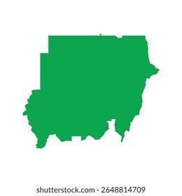 Solid green map outline showing the geographic shape of Sudan, without labels or internal borders.