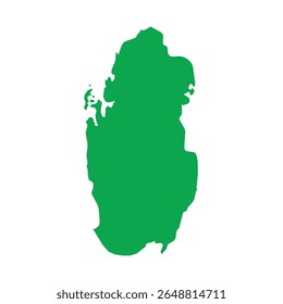 Solid green map outline showing the geographic shape of Qatar, without labels or internal borders.