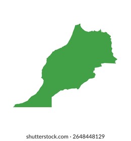 Mapa de silhueta verde sólido que ilustra toda a área de Marrocos sem fronteiras internas nem rótulos geográficos.