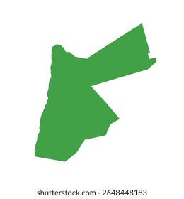 Mapa de silhueta verde sólido que ilustra toda a área da Jordânia sem fronteiras internas nem rótulos geográficos.