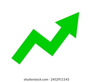 Solid green up trend arrow icon design template. Business investment stock market finance economy symbol.