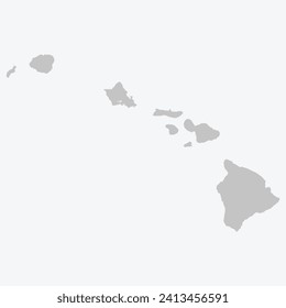 A solid grey map of hawaii islands