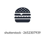 Solid Hamburger Icon, minimal burger silhouette vector for web, computer and mobile app