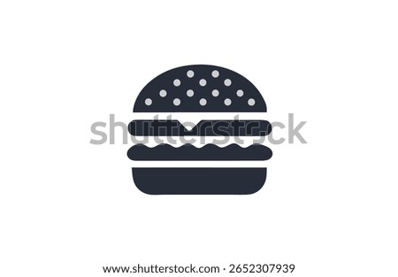 Solid Hamburger Icon, minimal burger silhouette vector for web, computer and mobile app