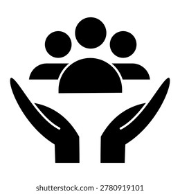 Solid hands supporting group of people