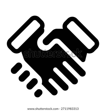 Solid handshake icon for deal, agreement, and business partnership.