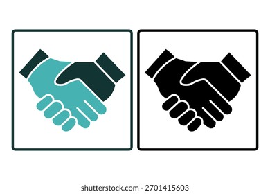 Solides Handshake-Symbol für Partnerschaft, Zusammenarbeit und Solidarität. Bearbeitbarer Vektor, ideal für Geschäftsabschlüsse, Vereinbarungen und Teamarbeit